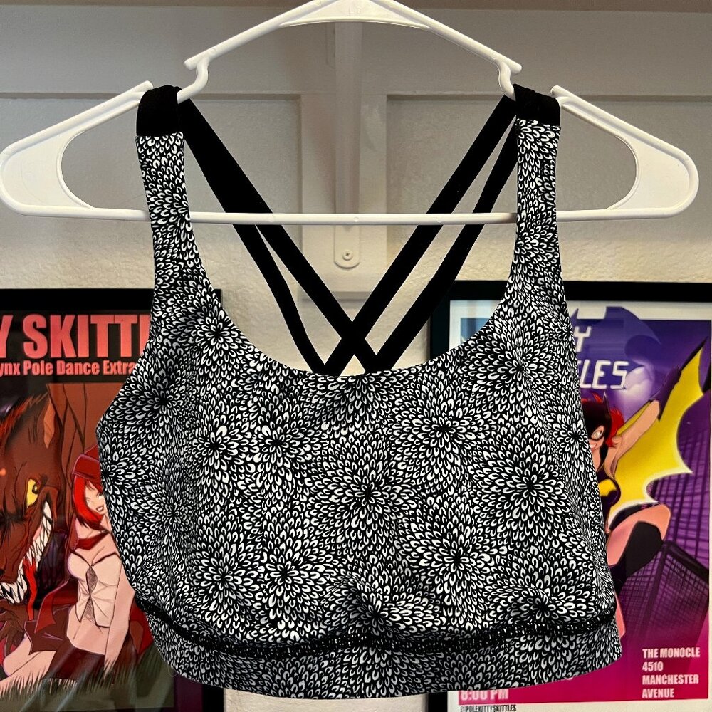 Lululemon ENERGY Sports Bra Black White Pattern